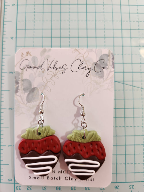 Chocolate Dipped Strawberry Earrings