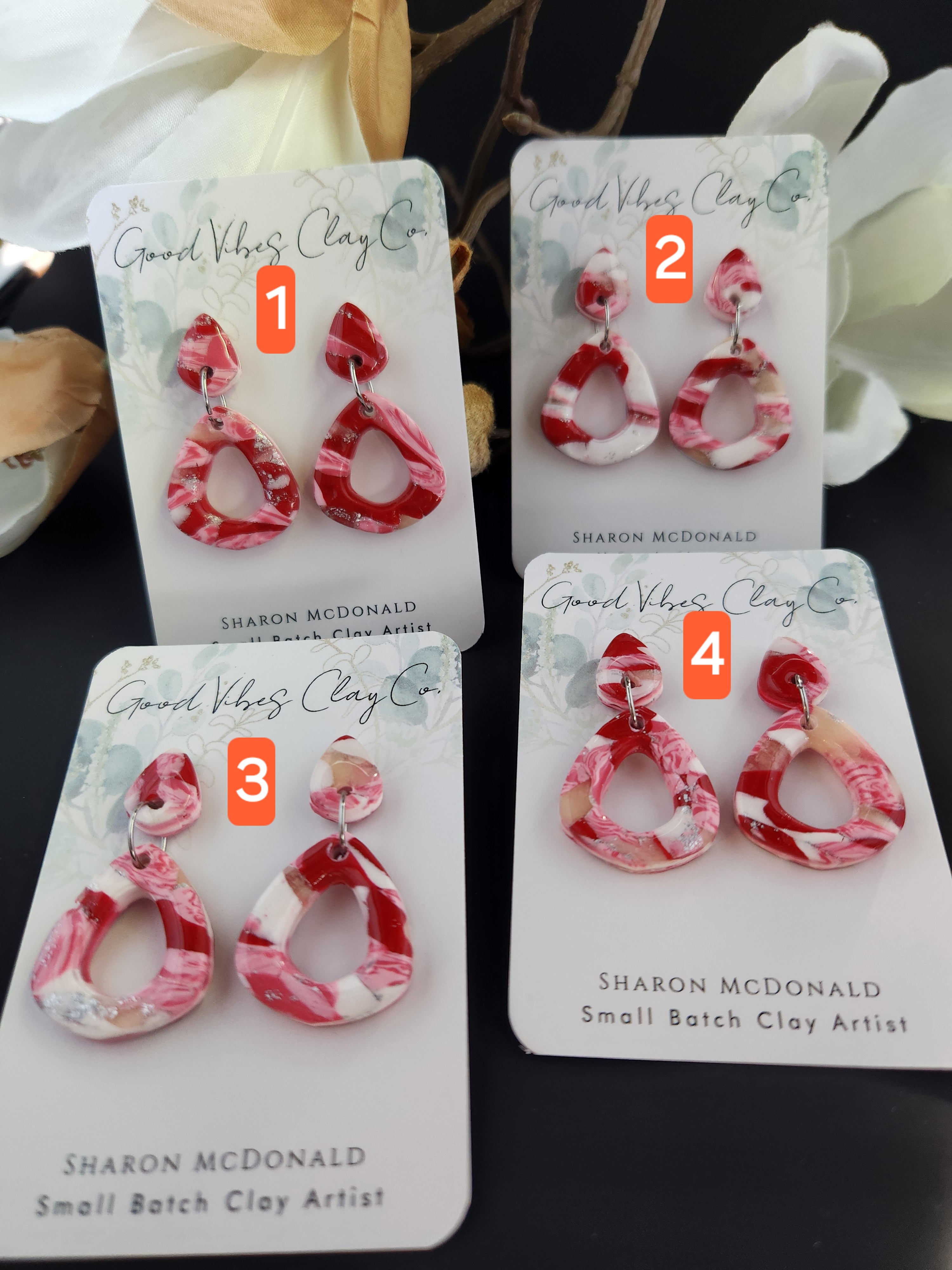 Strawberry Swirl Pop Dangles - Silver