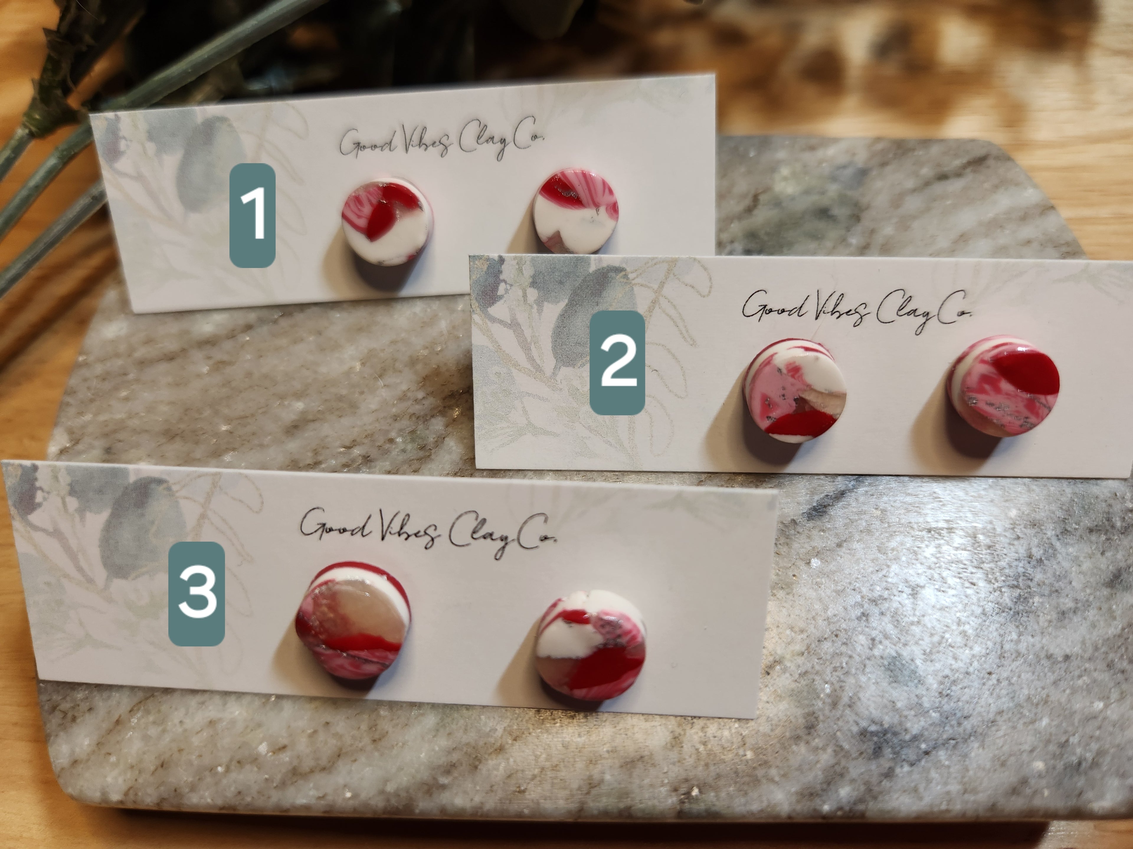 Strawberry Swirl Studs - Silver