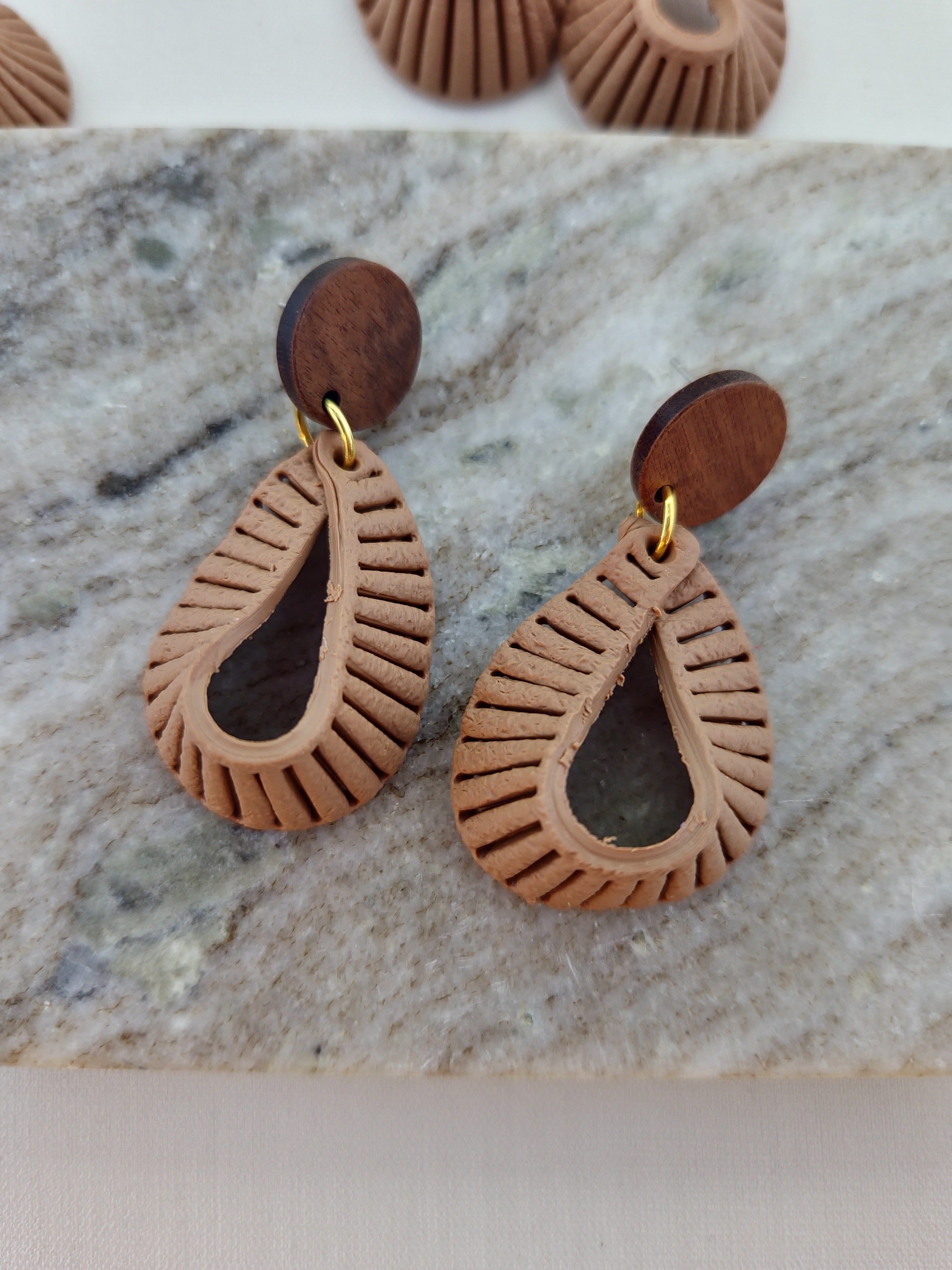 Leather Like Dangles - Tan